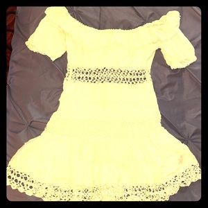 Free People yellow off the shoulder mini dress